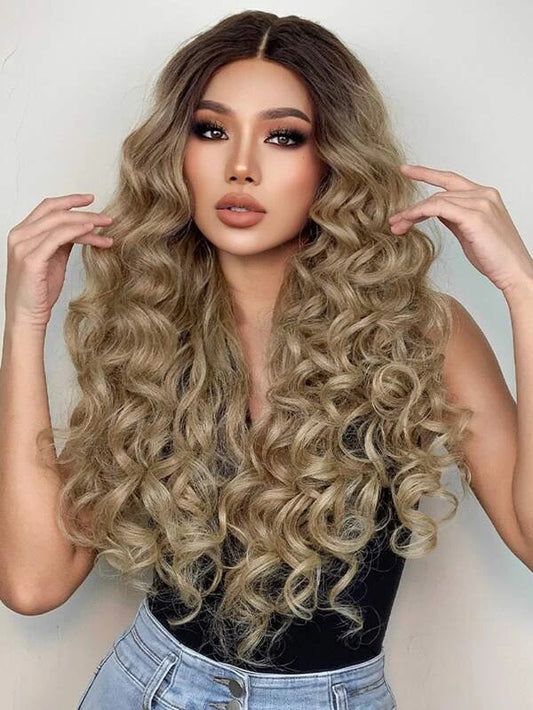 T-Part Lace Front Long Curly Synthetic Wig