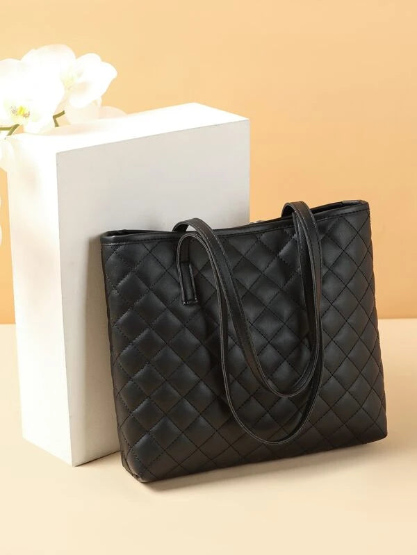 Geometric Quilted Twilly Scarf Decor Square Bag