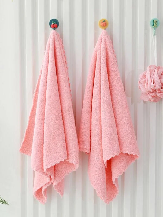 1pc Solid Hand Towel, Pink Soft Face Towel For Bathroom 30X70 cm