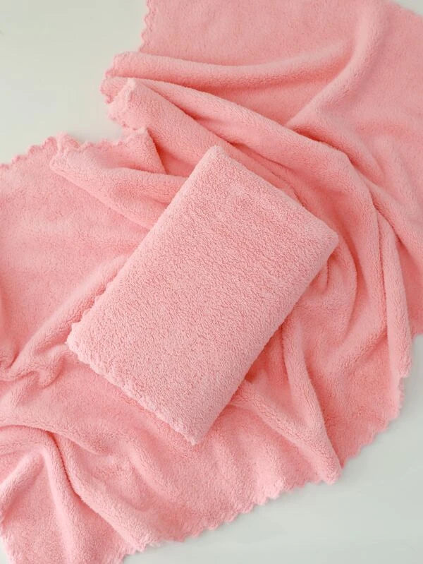 1pc Solid Hand Towel, Pink Soft Face Towel For Bathroom 30X70 cm