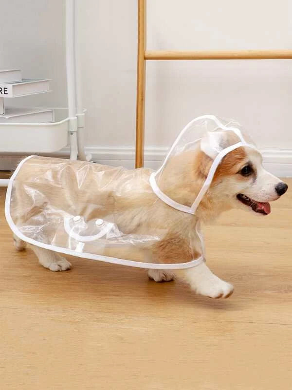 1pc Clear Hooded Pet Raincoat,Transparent Plastic Fashion Raincoat (XS-4XL)