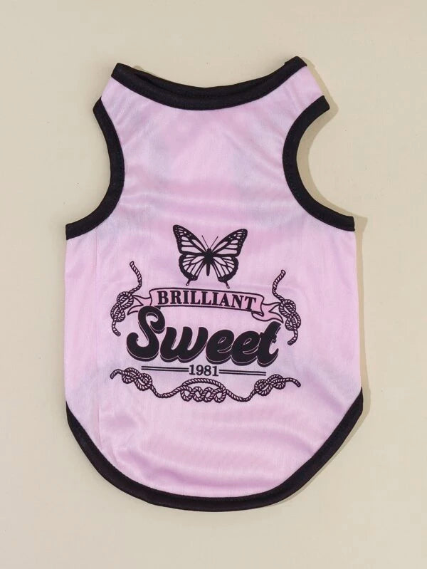 1pc Butterfly Print Pet Tank (XXS--XL)
