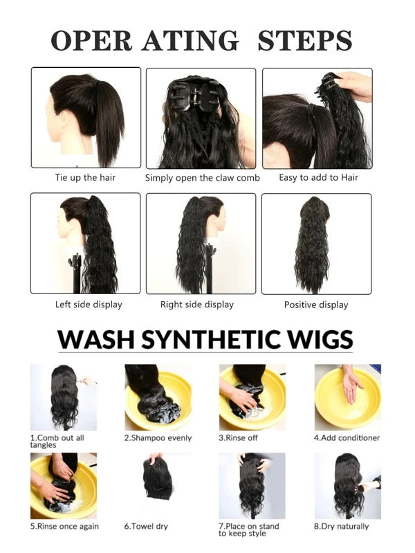 1pc Long Curly Ponytail Hair