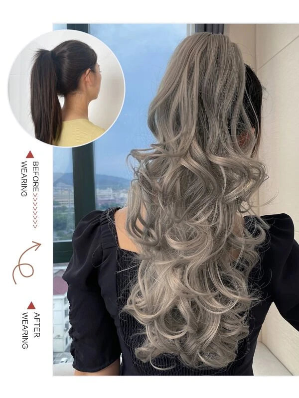 Long Body Wave Synthetic Ponytail Hair Extension With Claw