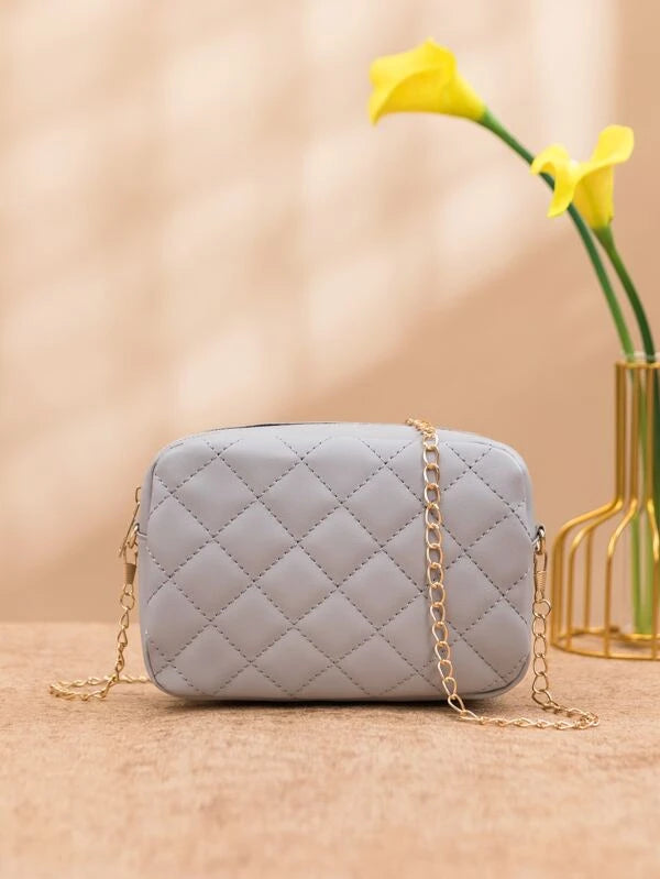 Mini Minimalist Quilted Chain Crossbody Bag 654