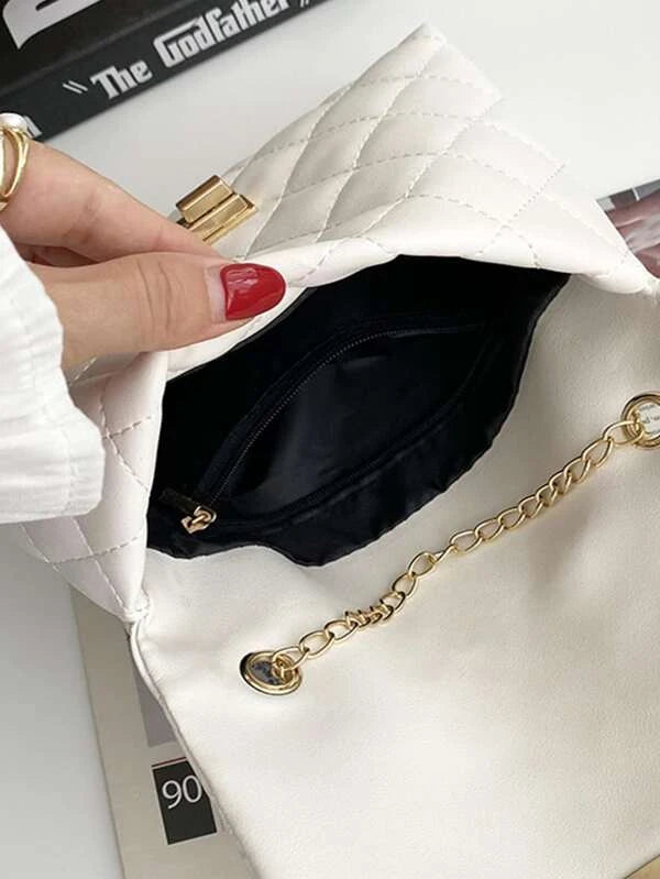 Mini Metal Decor Quilted Flap Square Bag