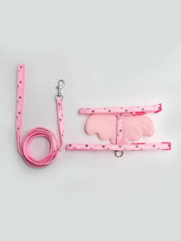 Paw Print Pet Leash & Harness Set (S - L) PINK / BLUE