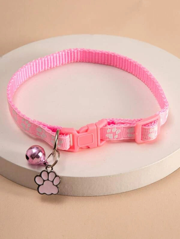 Paw Print Pet Collar GREY / BLACK / PINK / RED / GREEN