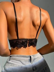 Lace Ring Linked Cut Out Bra