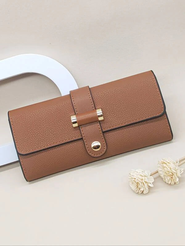 EMERY ROSE Litchi Embossed Fold Over Long Wallet