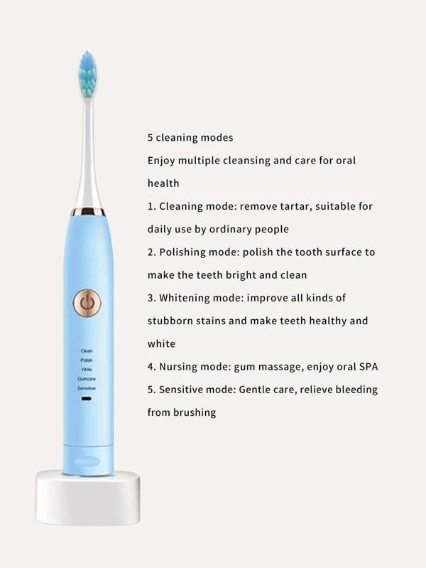 1pc Electric Toothbrush & 2pcs Brush Head (in BLACK / BLUE / PINK colors)