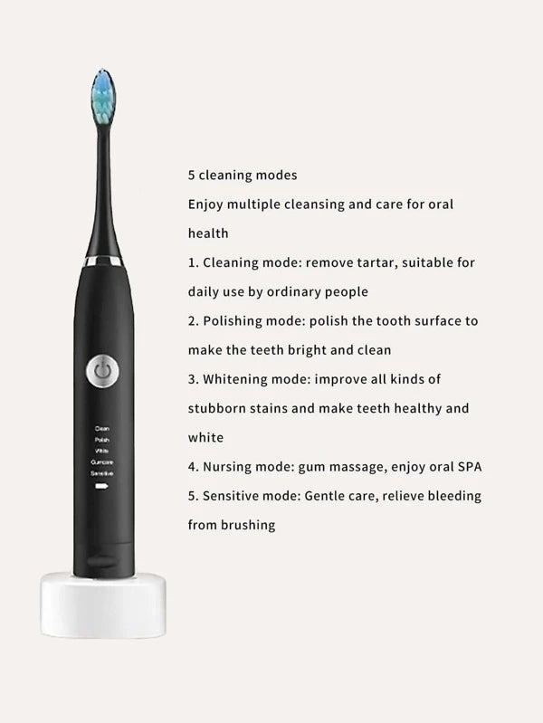 1pc Electric Toothbrush & 2pcs Brush Head (in BLACK / BLUE / PINK colors)