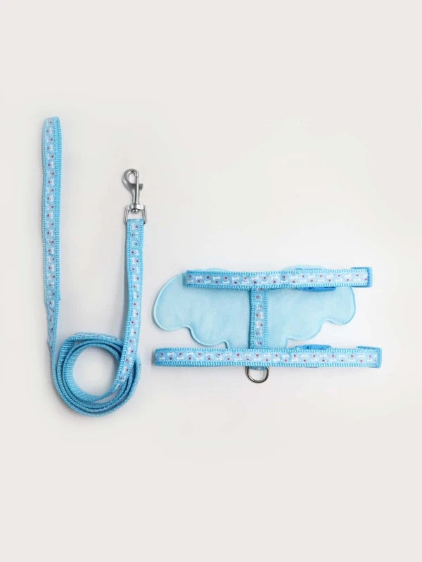 Paw Print Pet Leash & Harness Set (S - L) PINK / BLUE