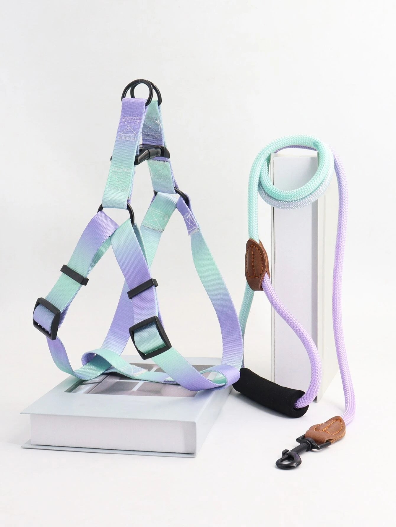 Ombre Pet Leash & Harness Set (M-XL) BLU / PURPLE