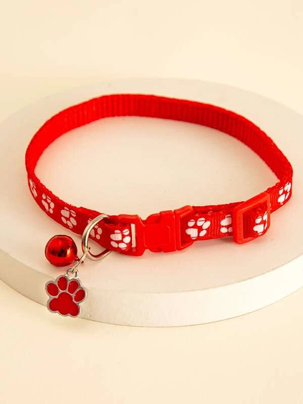 Paw Print Pet Collar GREY / BLACK / PINK / RED / GREEN