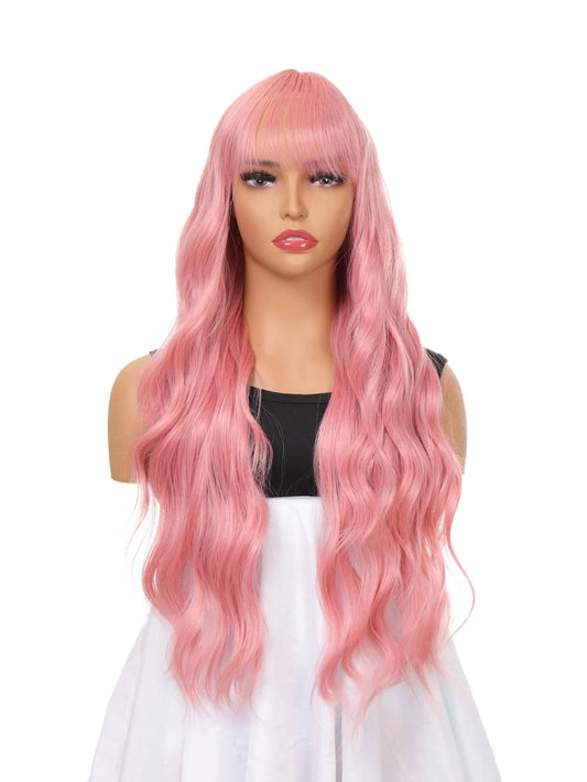 Long Body Wave Synthetic Wig With Bangs