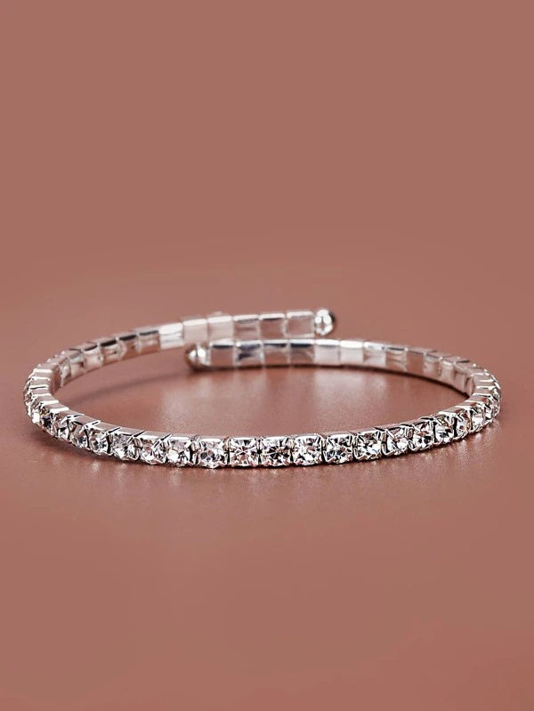 Cubic Zirconia Decor Cuff Bangle