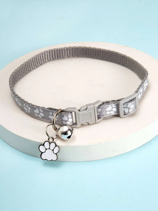 Paw Print Pet Collar GREY / BLACK / PINK / RED / GREEN