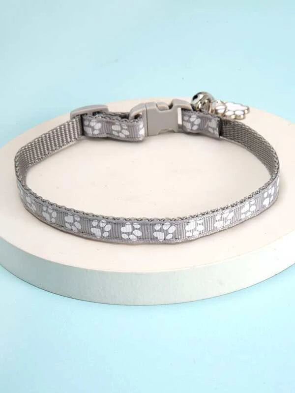 Paw Print Pet Collar GREY / BLACK / PINK / RED / GREEN