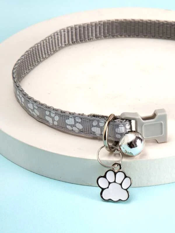 Paw Print Pet Collar GREY / BLACK / PINK / RED / GREEN