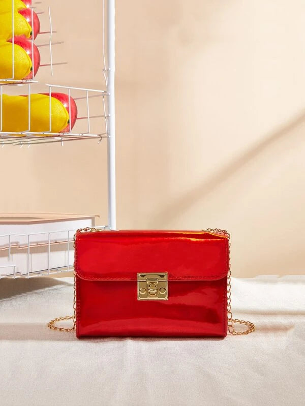 Mini Neon Red Metal Decor Grommet Eyelet Square Bag