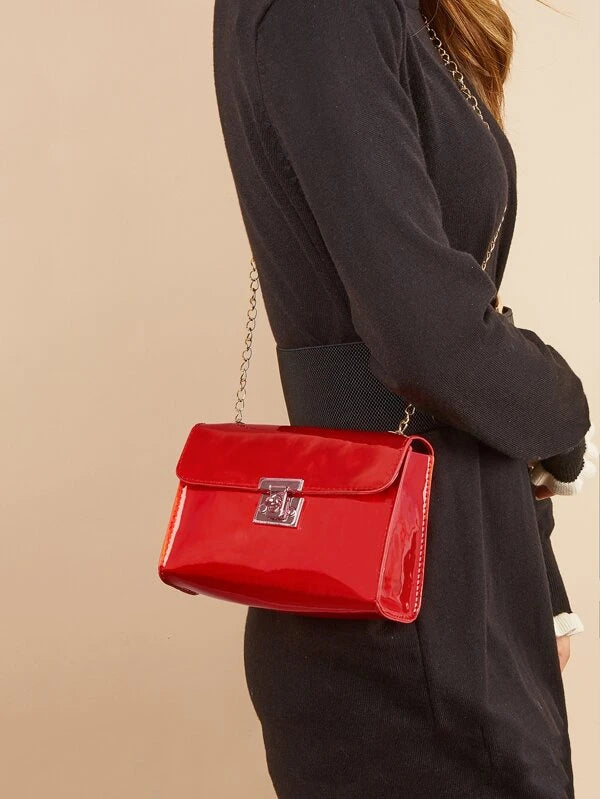 Mini Neon Red Metal Decor Grommet Eyelet Square Bag