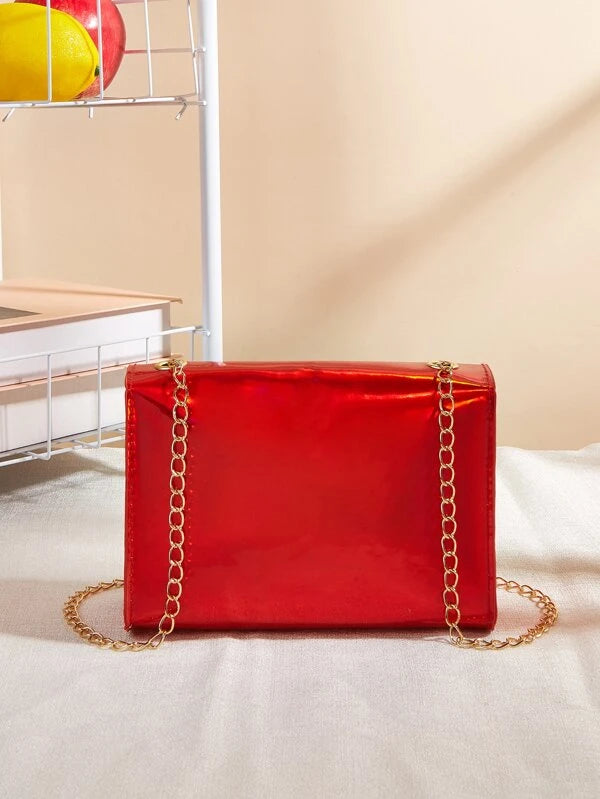 Mini Neon Red Metal Decor Grommet Eyelet Square Bag