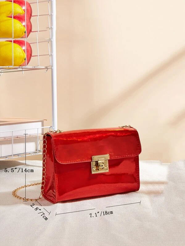 Mini Neon Red Metal Decor Grommet Eyelet Square Bag