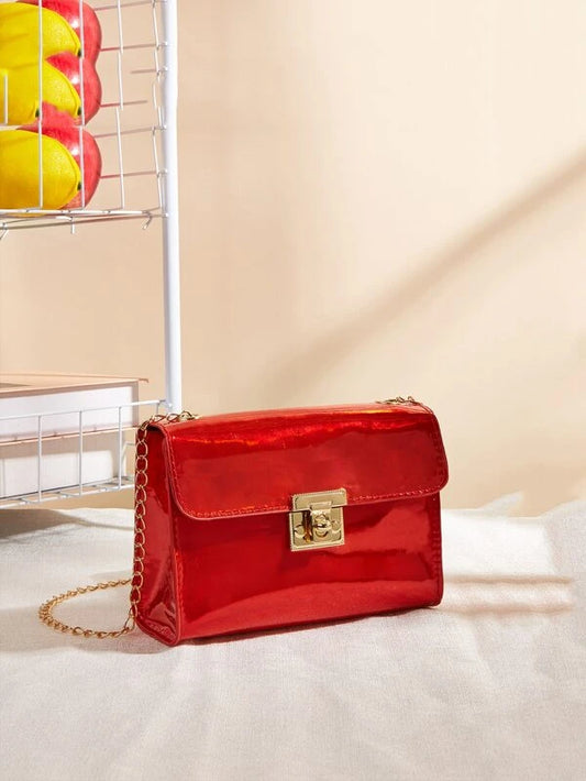 Mini Neon Red Metal Decor Grommet Eyelet Square Bag