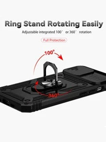Slide Camera Cover Phone Case With Ring Holder