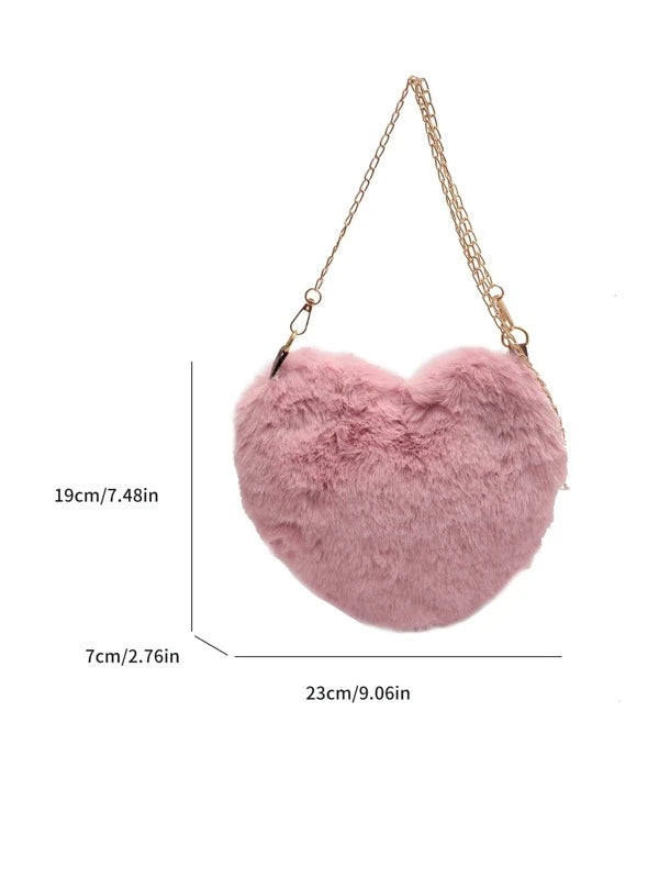 Heart Design Fluffy Novelty Bag