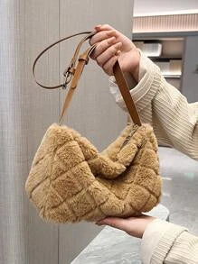 Stitch Detail Bolyhos Hobo Bag