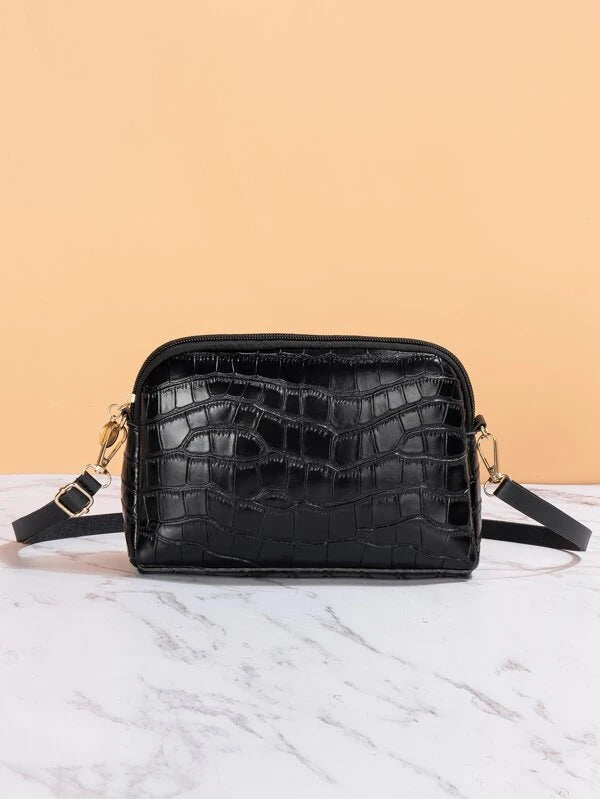 Crocodile Embossed Crossbody Bag