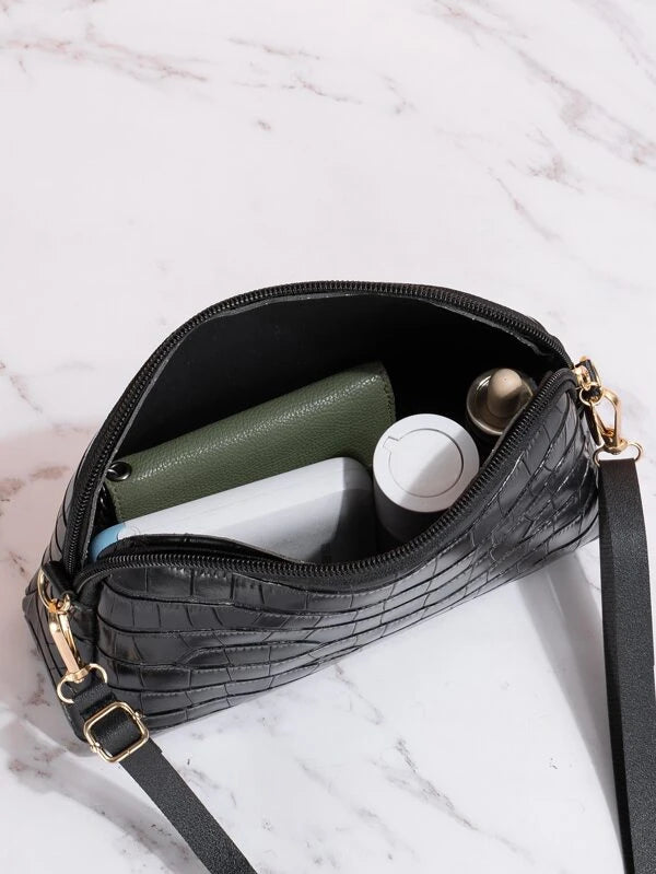 Crocodile Embossed Crossbody Bag