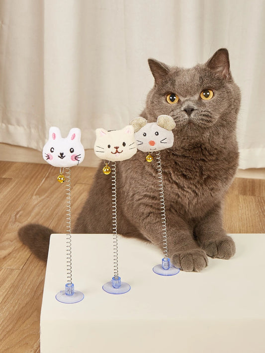 1pc Random Color Suction Cup Mouse & Rabbit Design Cat Teaser