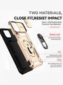 Slide Camera Cover Phone Case With Ring Holder