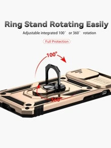 Slide Camera Cover Phone Case With Ring Holder