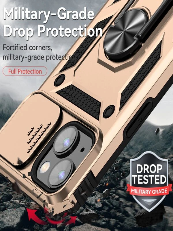 Slide Camera Cover Phone Case With Ring Holder
