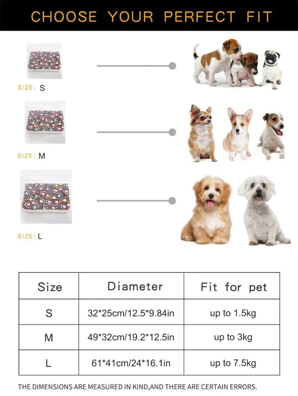 1pc Paw Pattern Non-slip Pet Crate Mat,Plush Paw Printed Cat & Dog Nest, Winter Warm Pet Bed, Small Medium Pet Nest For Cat & Dog (S - L)