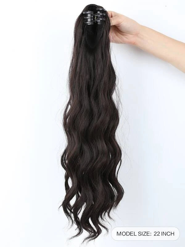 Long Body Wave Ponytail Synthetic Hair Extension With Claw
