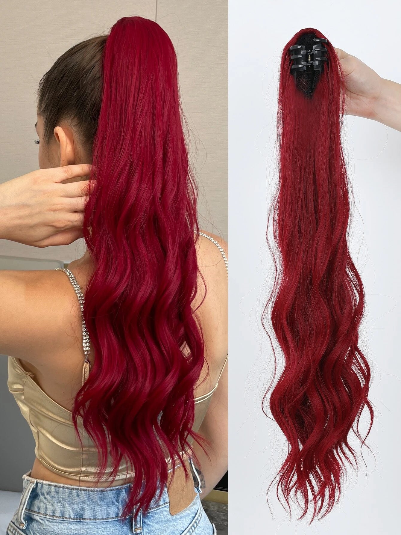 Long Body Wave Ponytail szintetikus hajhosszabbítás karommal