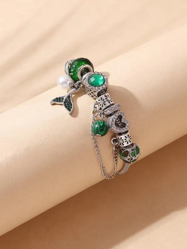 Rhinestone & Faux Pearl Decor Bracelet
