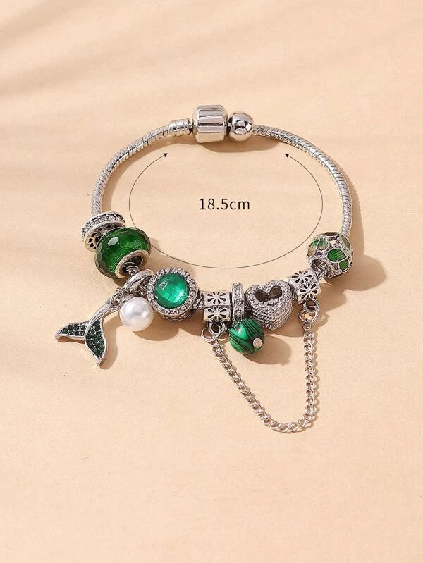 Rhinestone & Faux Pearl Decor Bracelet