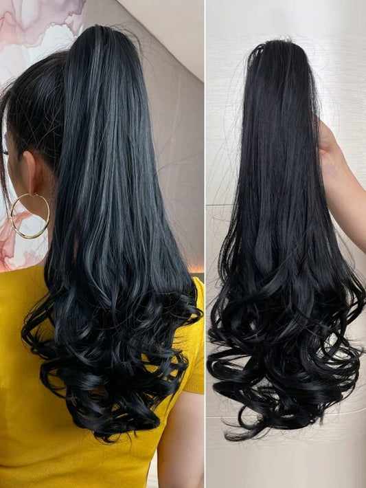 Natural Long Curly Ponytail Synthetic Hair Extension With Claw