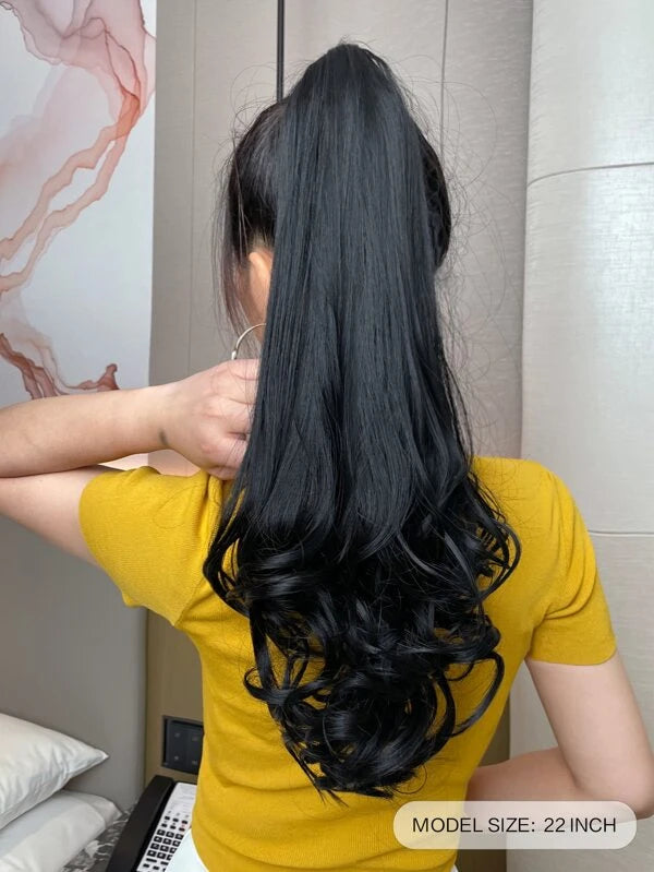 Natural Long Curly Ponytail Synthetic Hair Extension With Claw