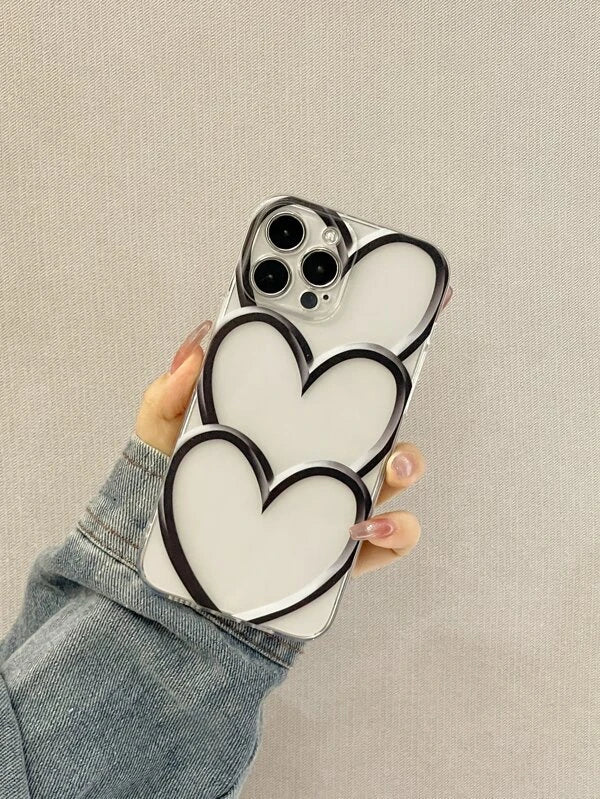 Heart Pattern Phone Case With Lanyard