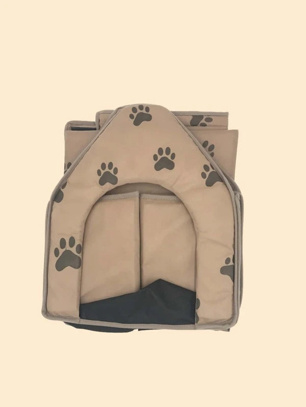 Paw Pattern House Design Pet Bed,Foldable Small Footprint Pet Bed Weatherproof, Portable Dog House Indoor,Pet Shelter For Dogs (50X41cm))