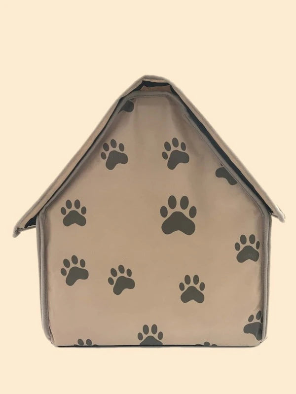 Paw Pattern House Design Pet Bed,Foldable Small Footprint Pet Bed Weatherproof, Portable Dog House Indoor,Pet Shelter For Dogs (50X41cm))