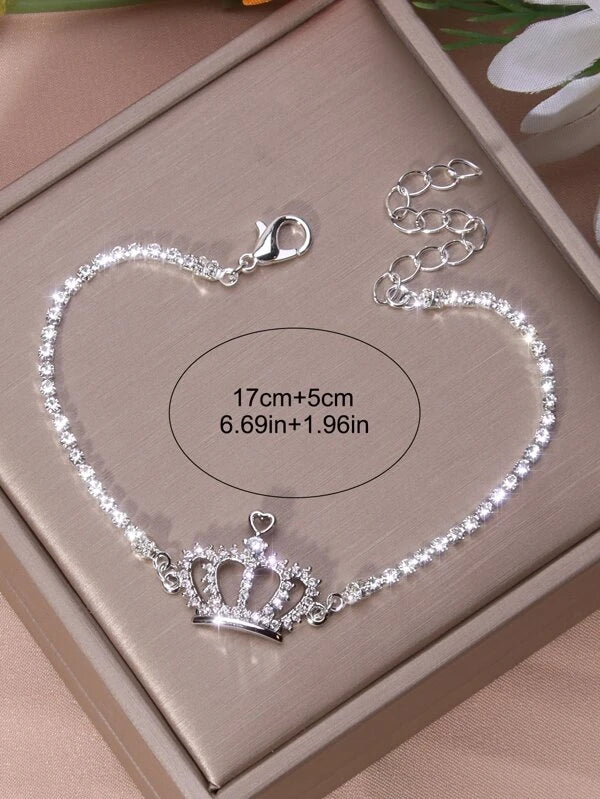 Rhinestone Crown Decor Bracelet