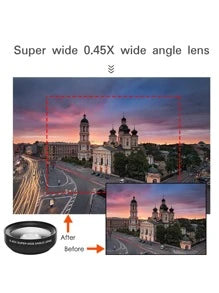 2 In 1 Phone Wide Angle Macro Clip Lens With Storage Bag